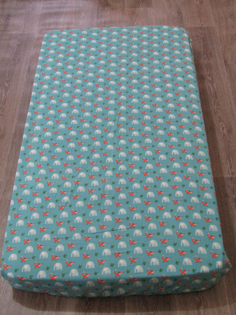 Fitted cot sheet-Fox & elephant friends