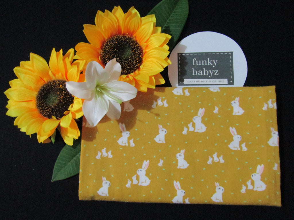 Flannelette baby wrap,blanket-Bunny field,mustard