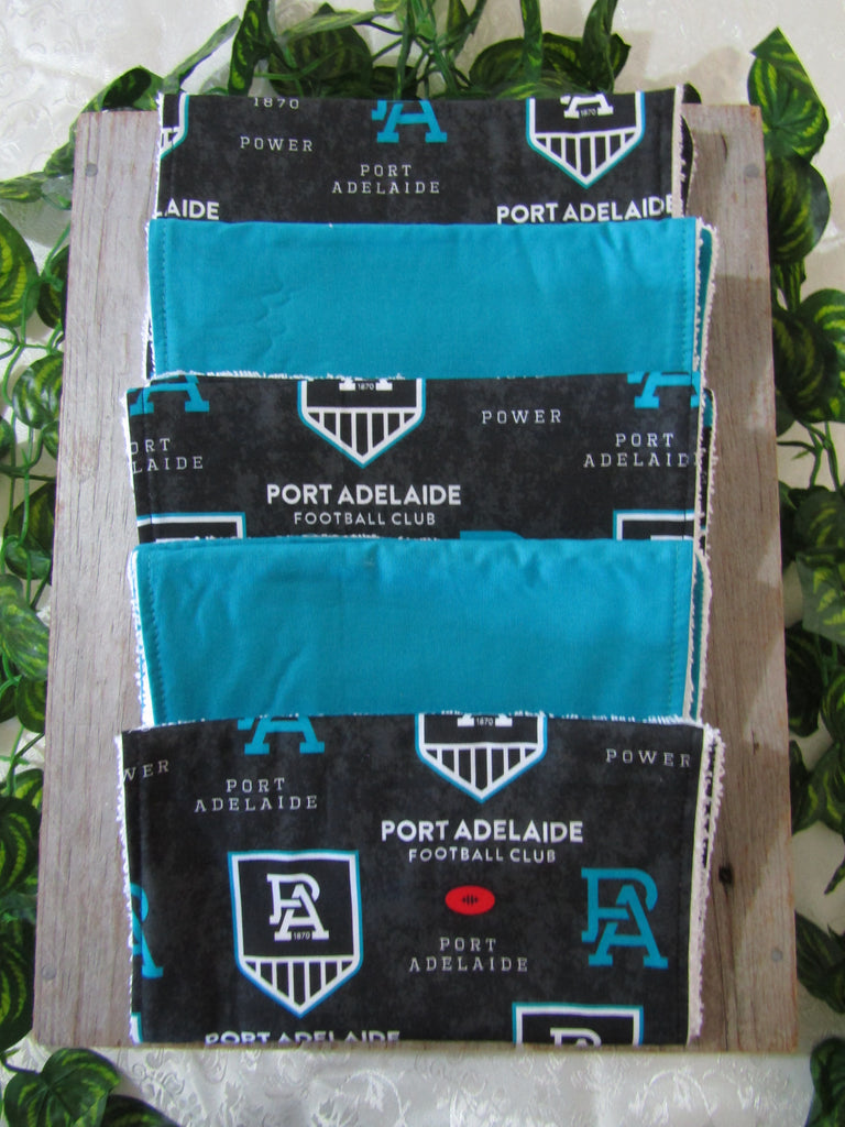 Burp cloth pack of 5-AFL Port Adelaide