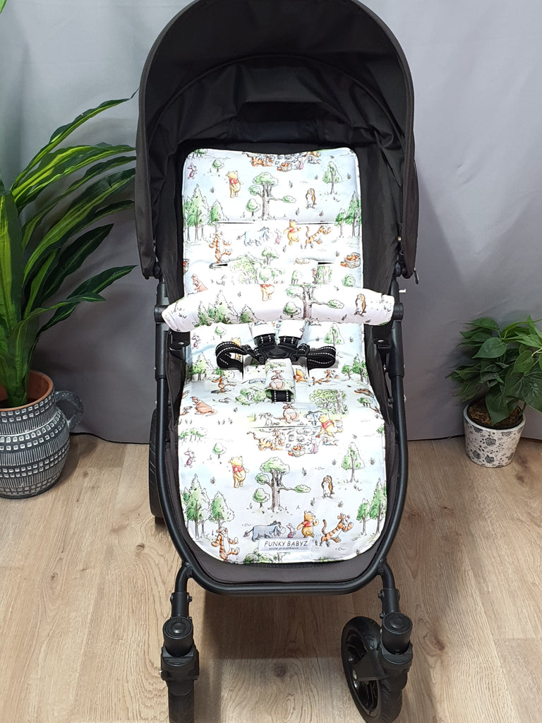 Pram liner set universal,100% cotton-Bear picnic day