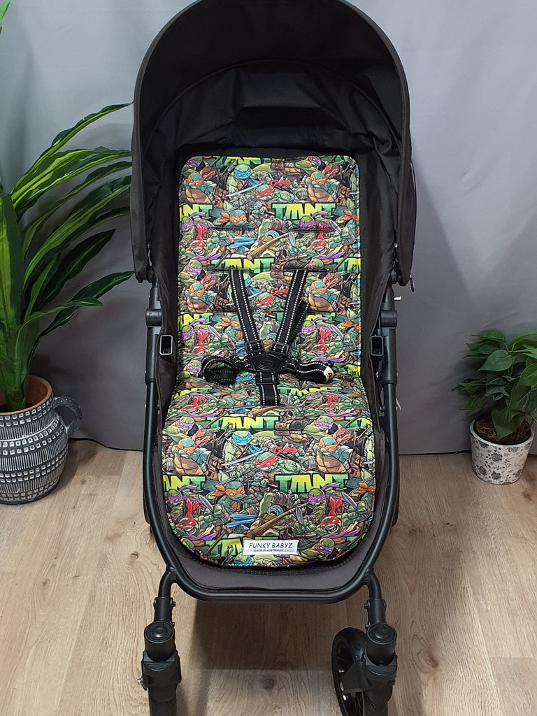 Pram liner set universal,100% cotton-Turtles TNT