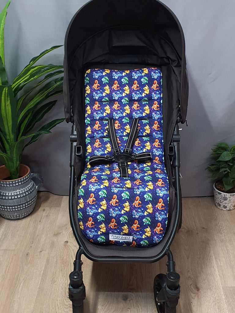 Pram/stroller seat liner-pokemon,blue 1 only