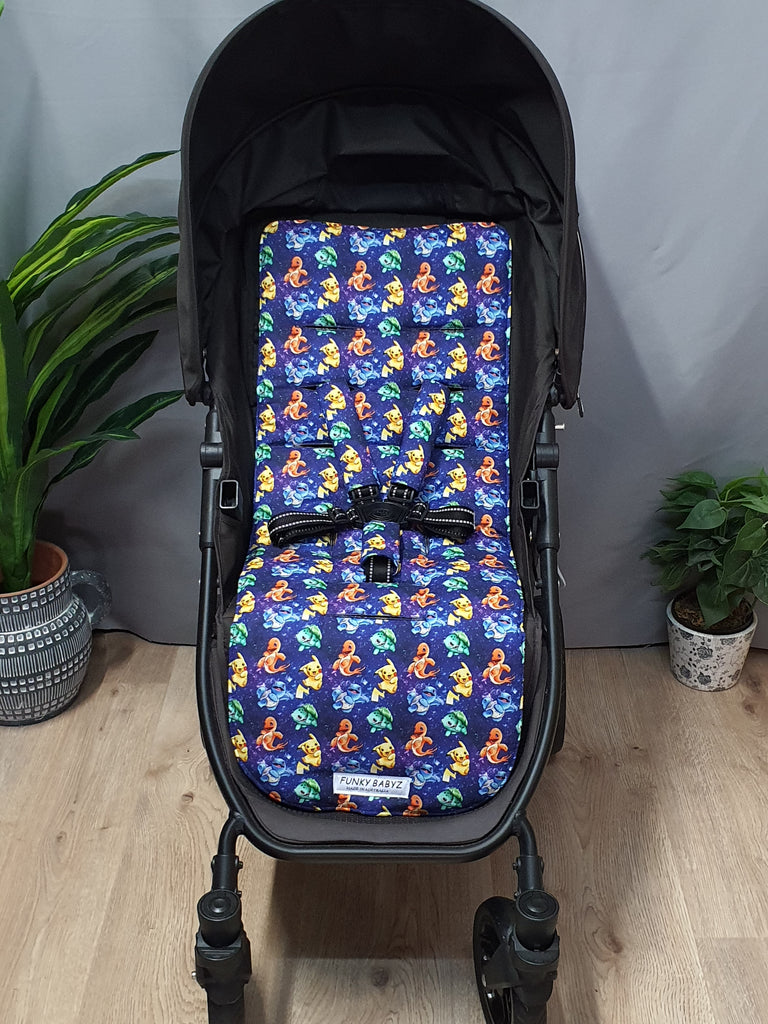 Pram/stroller seat liner-pokemon,blue 1 only