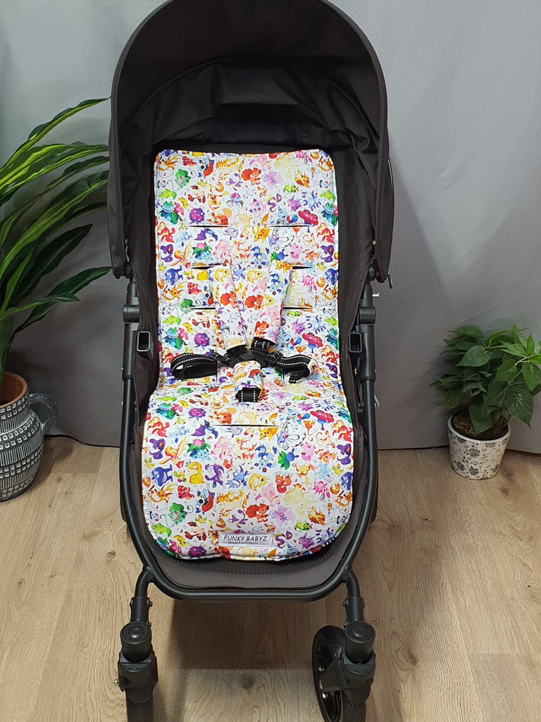 Pram/stroller seat liner-pokemon,white 1 only