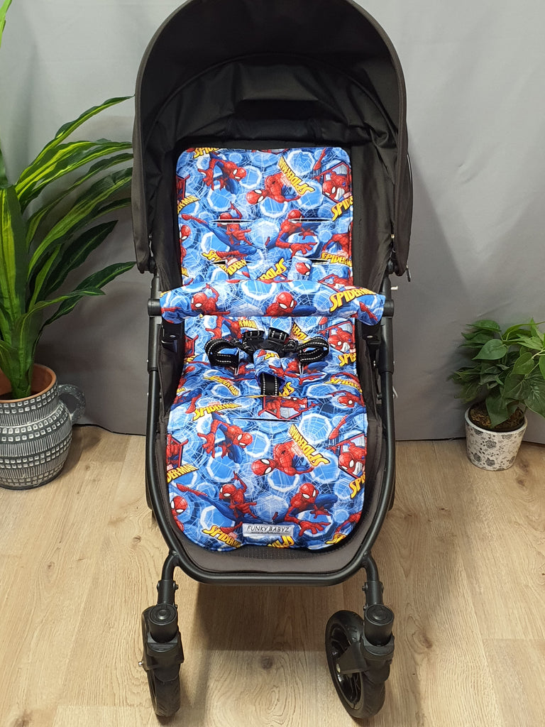 Pram liner set universal,100% cotton-Superhero webs