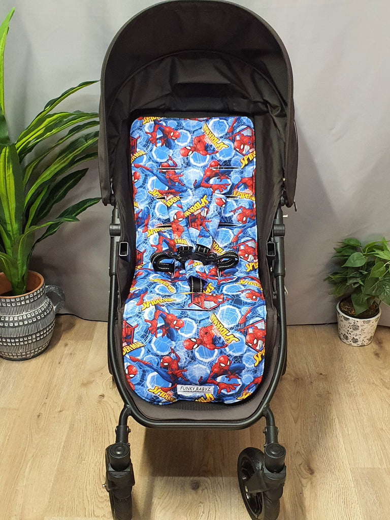 Pram liner set universal,100% cotton-Superhero webs