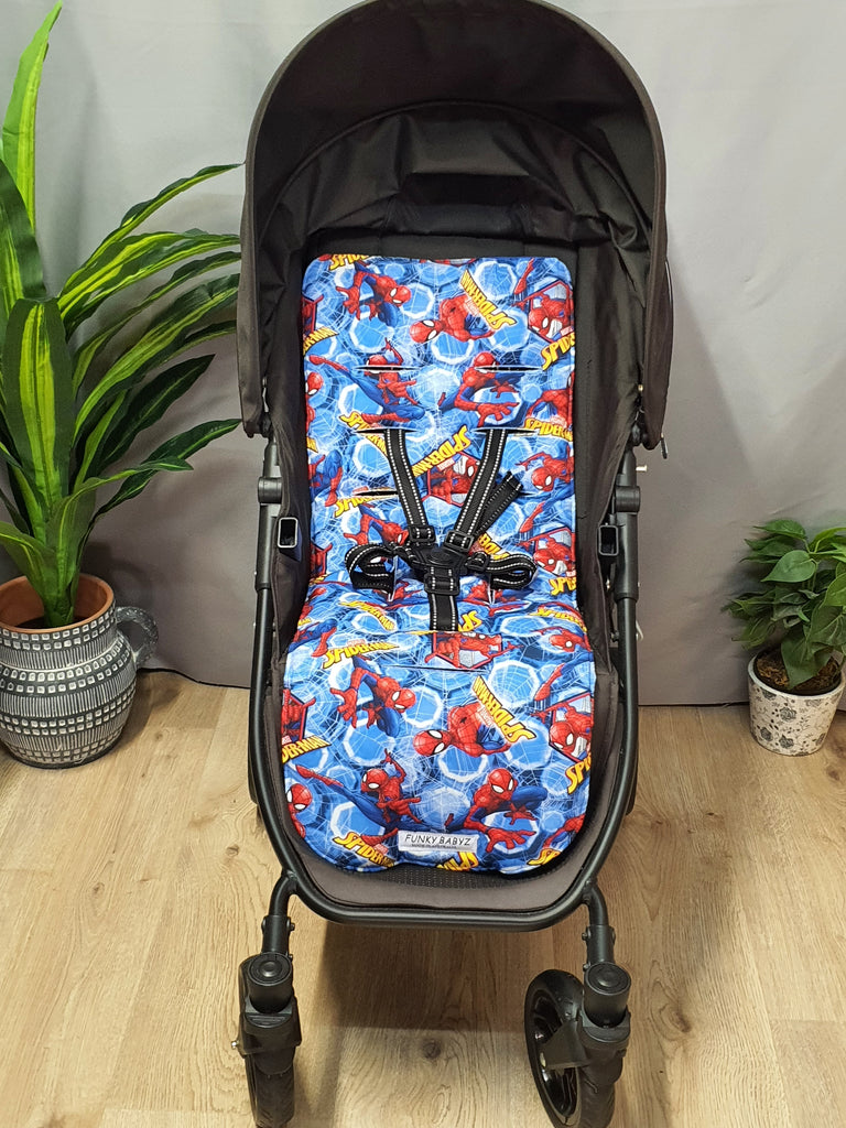 Pram liner set universal,100% cotton-Superhero webs