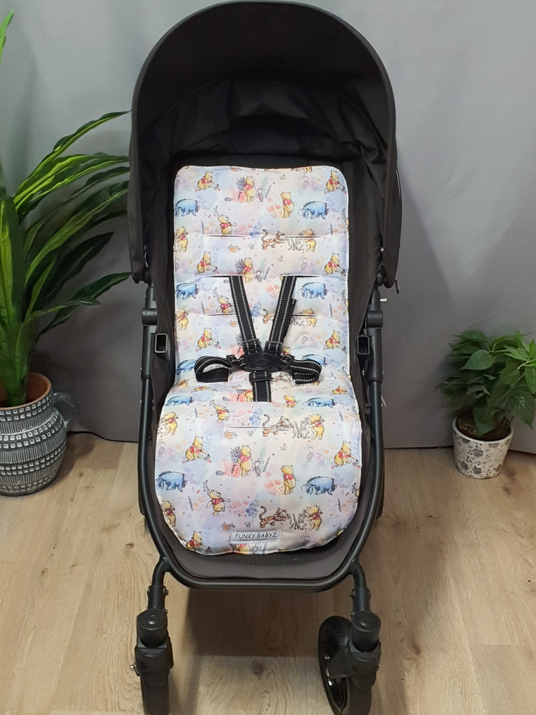 Pram/stroller seat liner-Winnie pooh Bear,flower fields