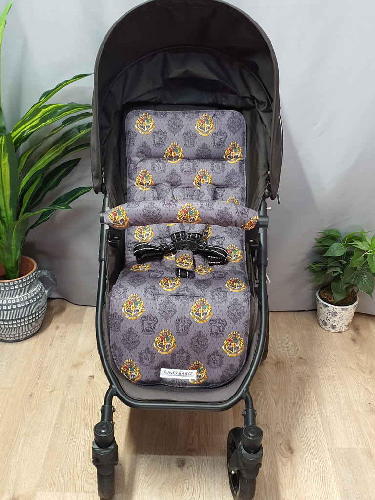 Pram liner set universal,100% cotton-Wizard crests