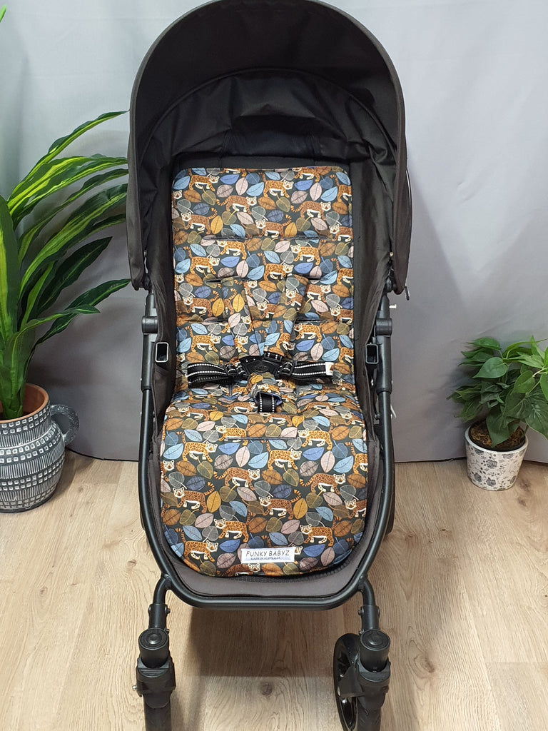 Pram liner set universal,100% cotton-Leopard,leaves