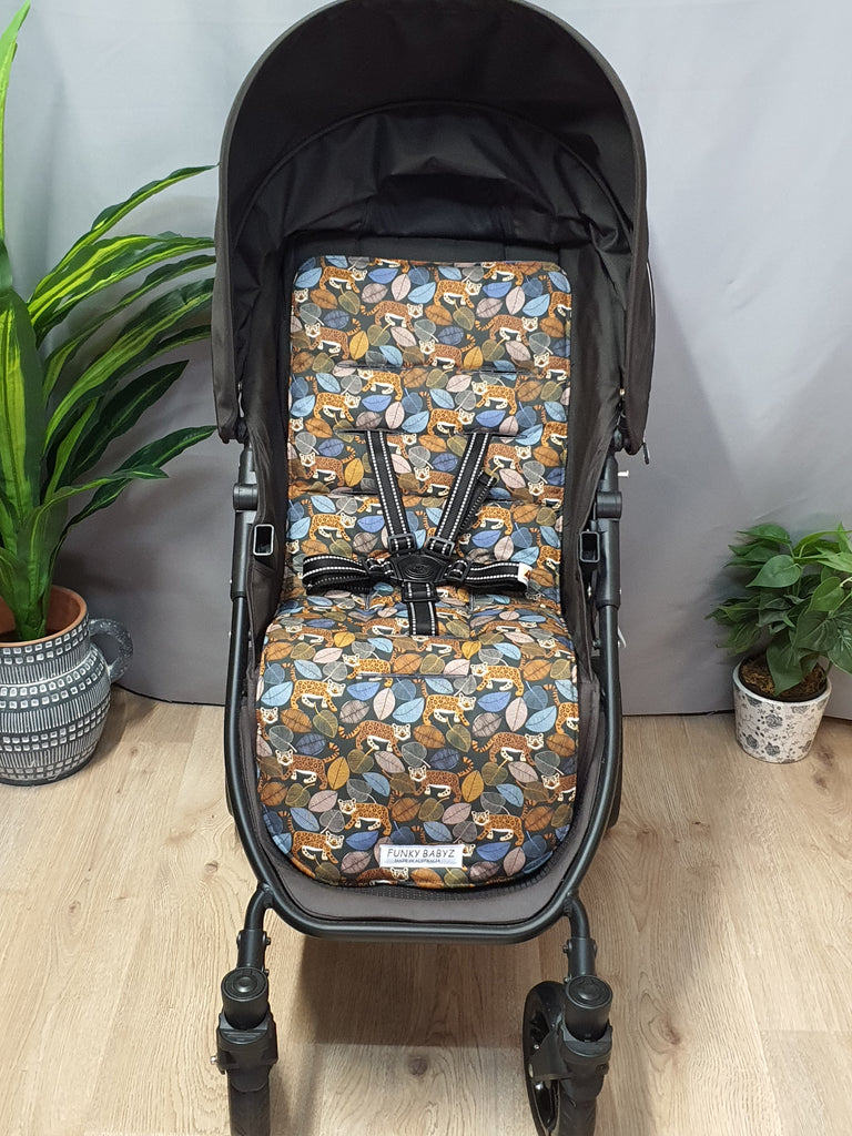 Pram liner set universal,100% cotton-Leopard,leaves