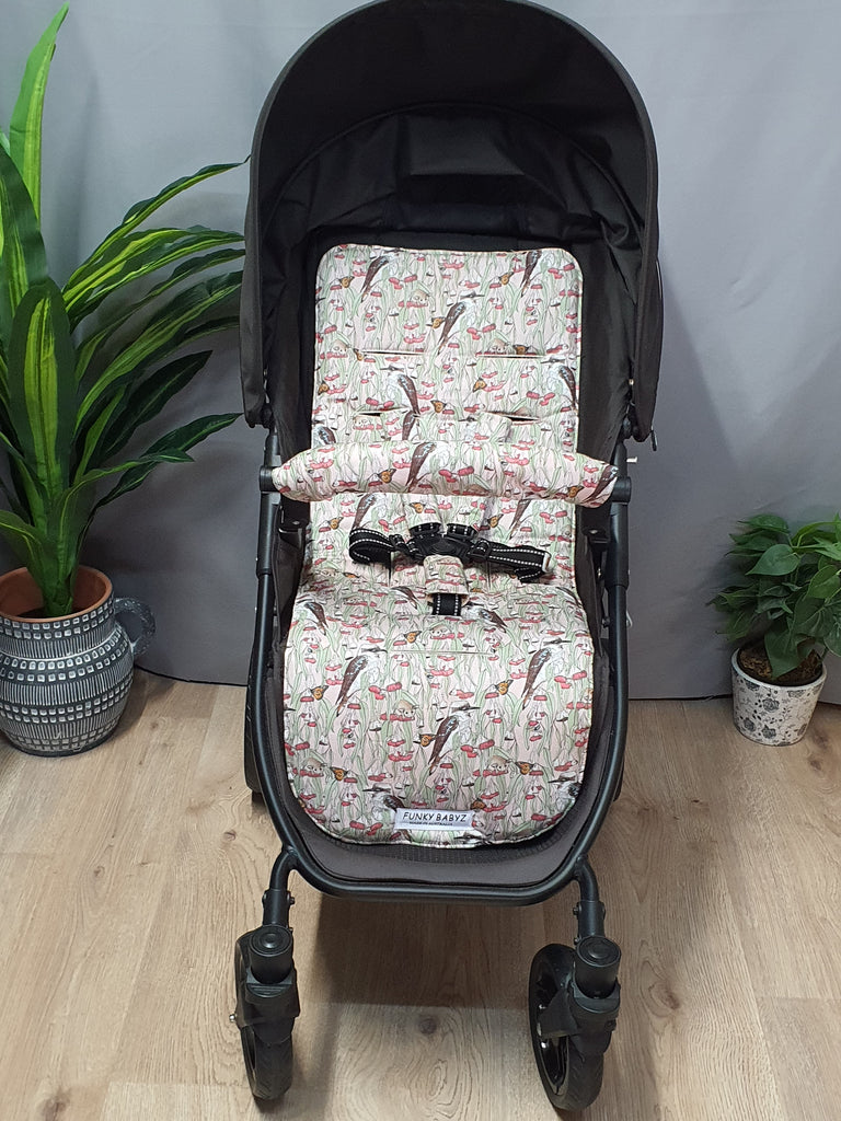 Pram liner set universal,100% cotton-Australian kookaburra,beige