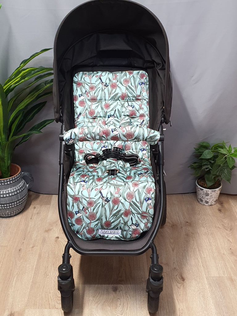 Pram liner set universal,100% cotton-Australian fairy wren