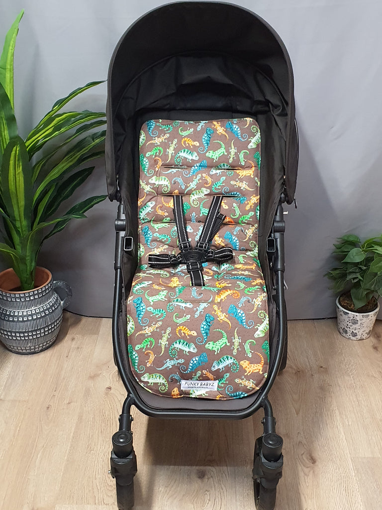 Pram liner set universal,100% cotton-Coloured lizards