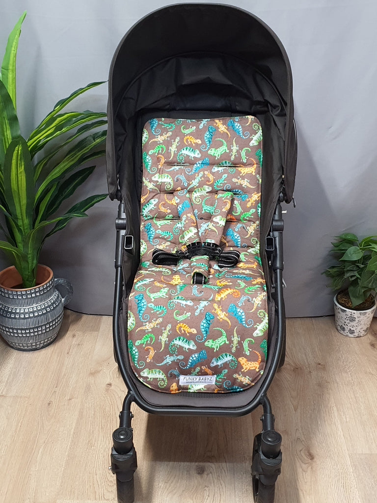 Pram liner set universal,100% cotton-Coloured lizards