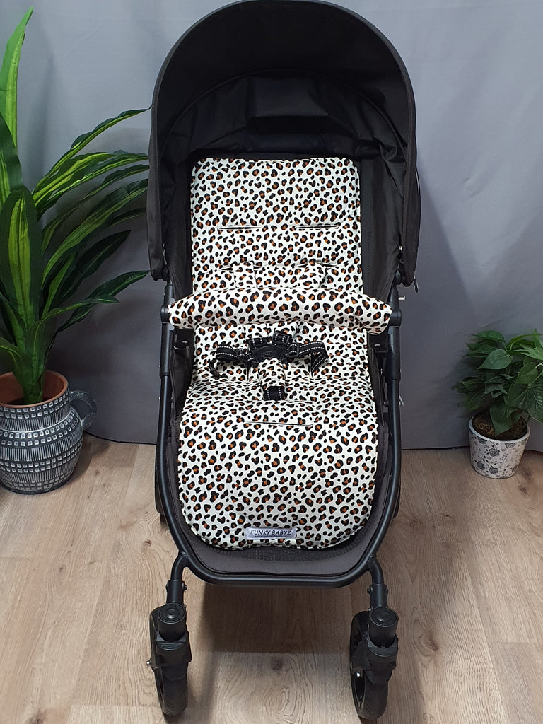 Pram liner set universal,100% cotton-Wild leopard