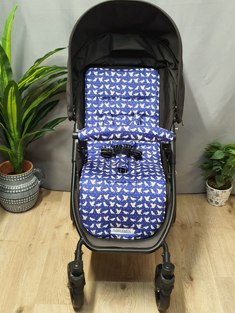 Pram liner set universal,100% cotton-On the farm,cockatoo