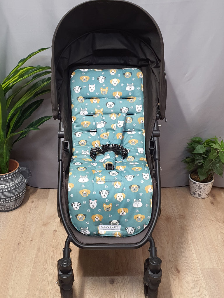 Pram liner set universal,100% cotton-Cute puppy dogs