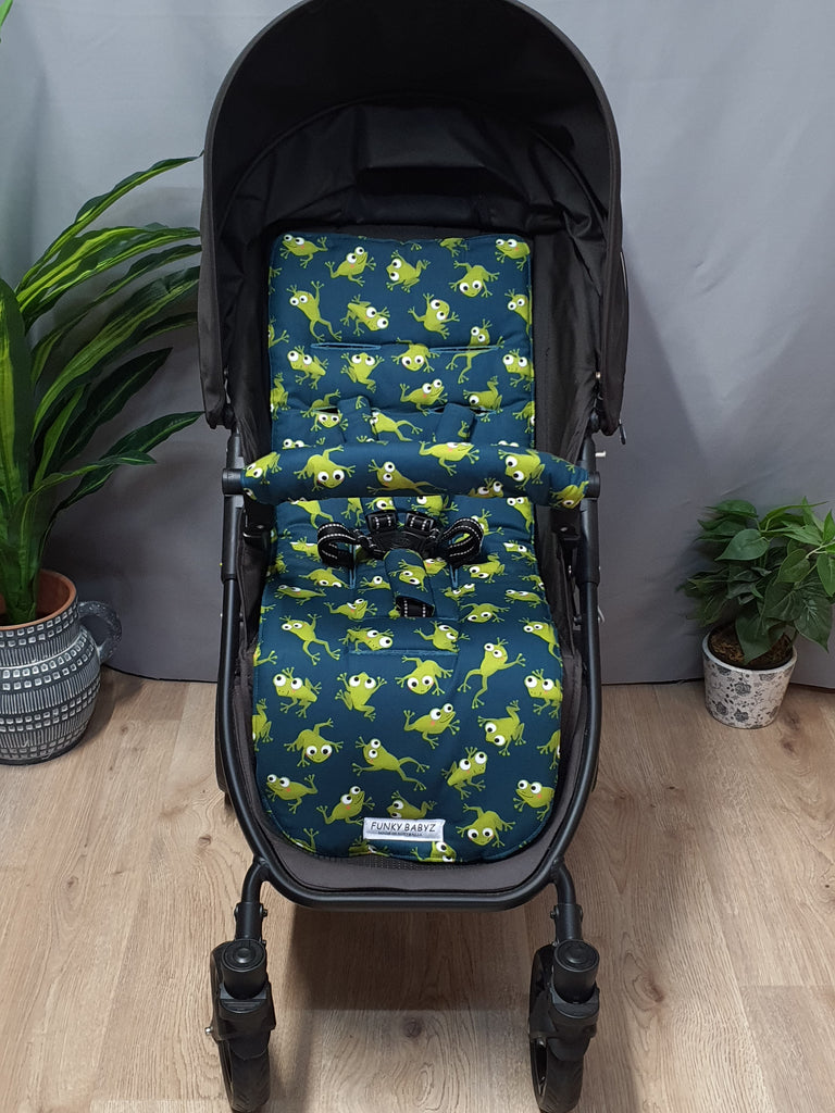 Pram liner set universal,100% cotton-Friendly green tree frog