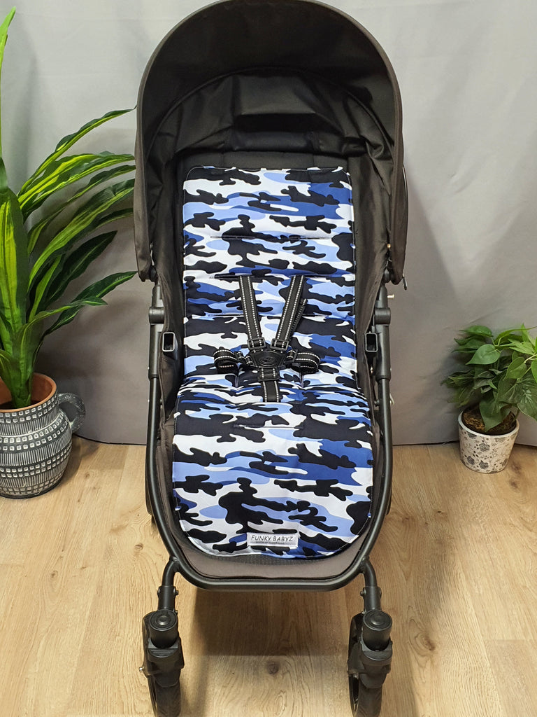 Pram/stroller seat liner-Blue camouflage