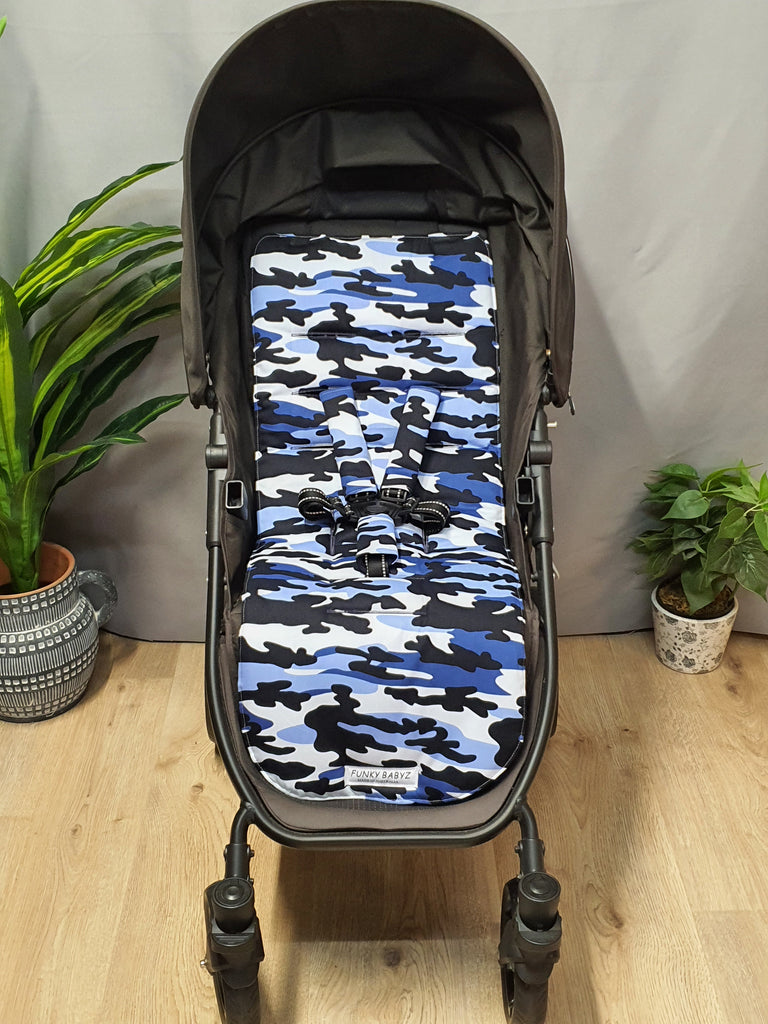 Pram/stroller seat liner-Blue camouflage