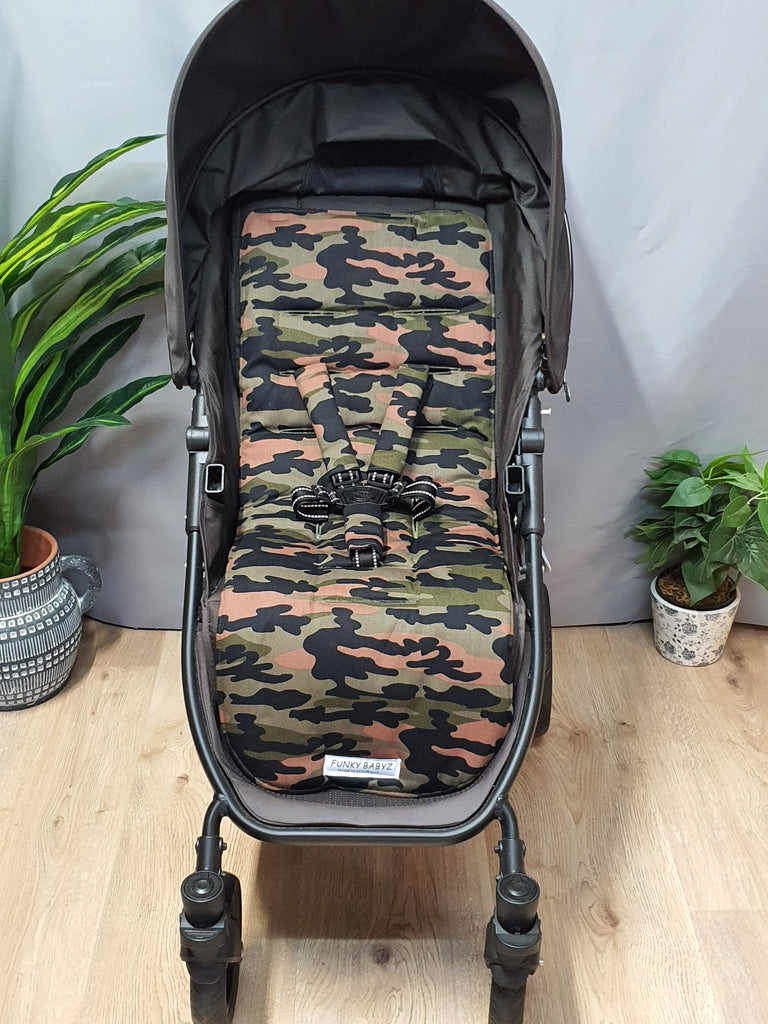 Pram/stroller seat liner-Green camouflage