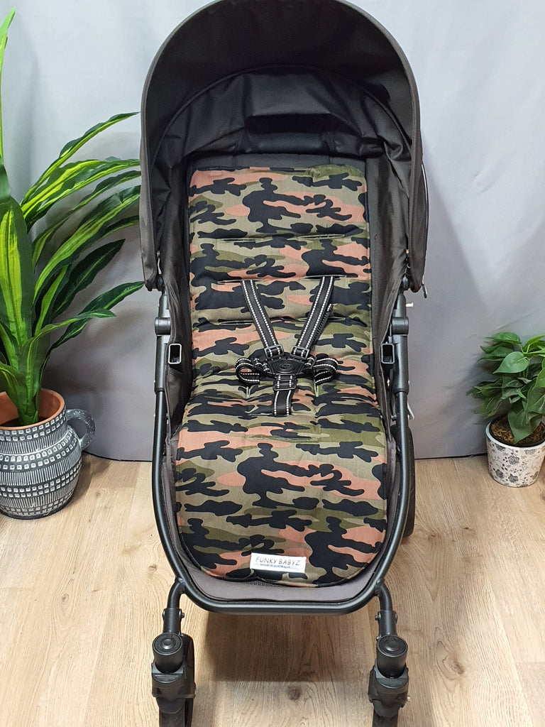 Pram/stroller seat liner-Green camouflage