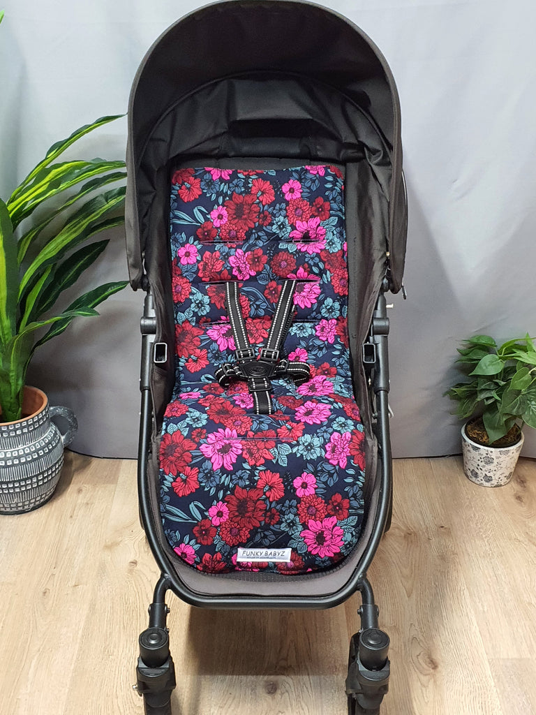 Pram liner set universal,100% cotton-Gorgeous dahlia