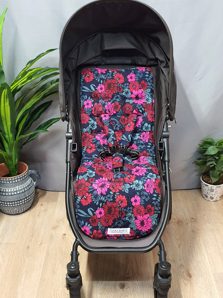 Pram liner set universal,100% cotton-Gorgeous dahlia