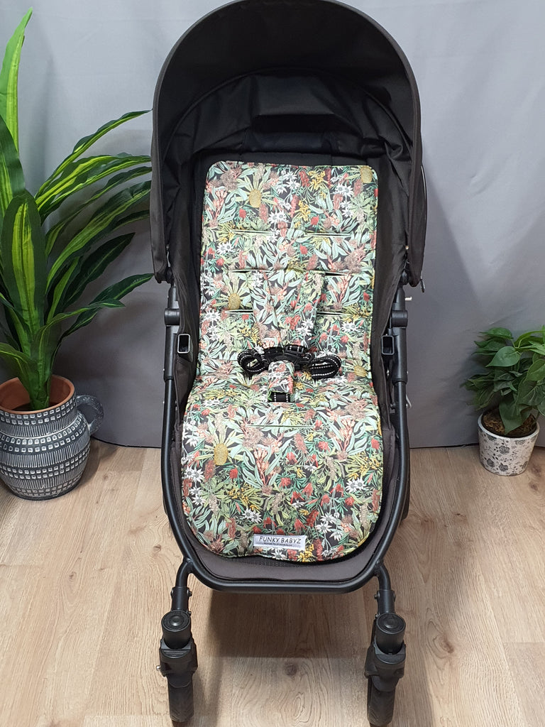 Pram liner set universal,100% cotton-Stunning Australian wildflowers 1 only