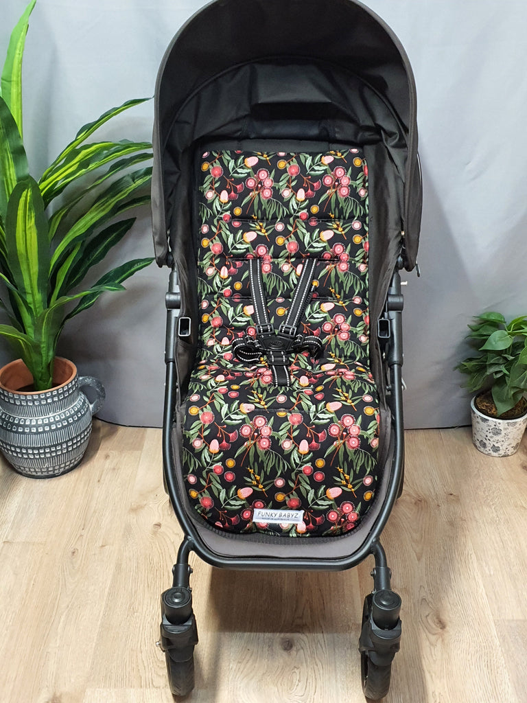 Pram liner set universal,100% cotton-Australian Eucalyptus flowers