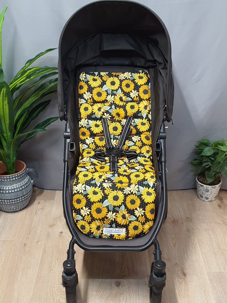 Pram liner set universal,100% cotton-Sunflower garden