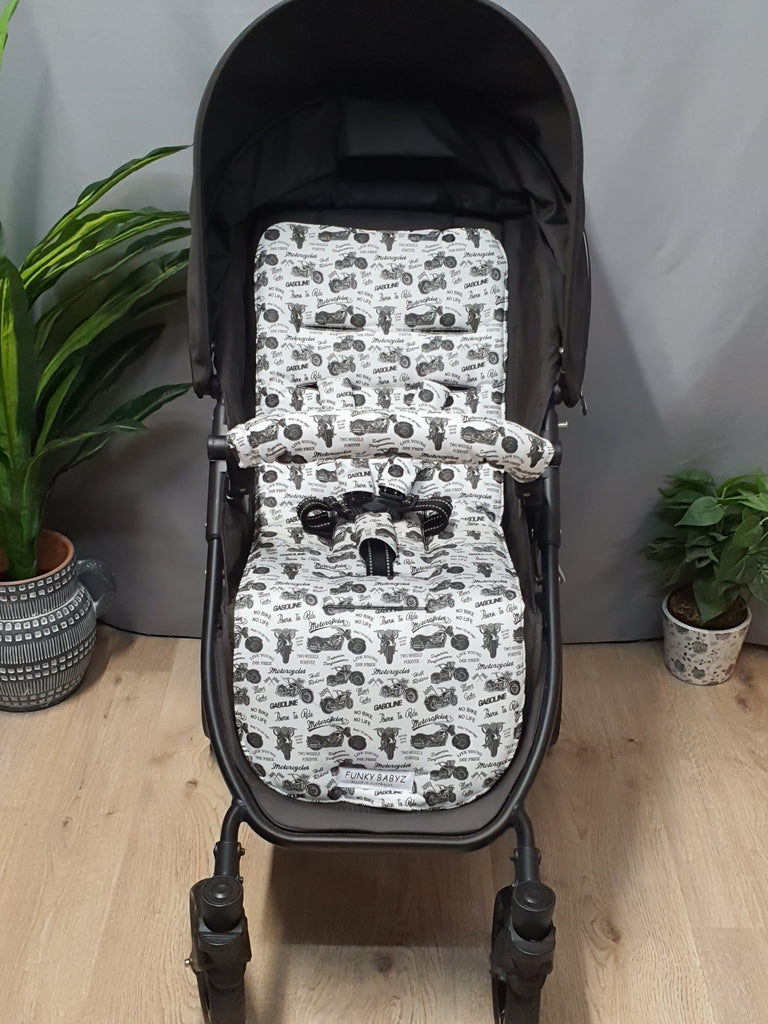 Pram liner set universal,100% cotton-Born to ride motorcycles