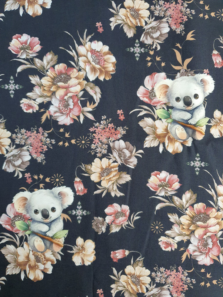 Pram/stroller seat liner-Cute koala floral