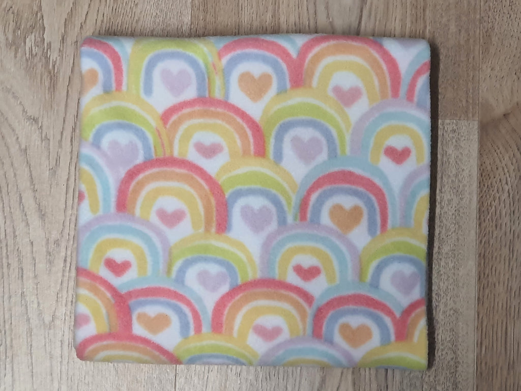 Soft Fleecy Blanket-Pastel rainbow,hearts