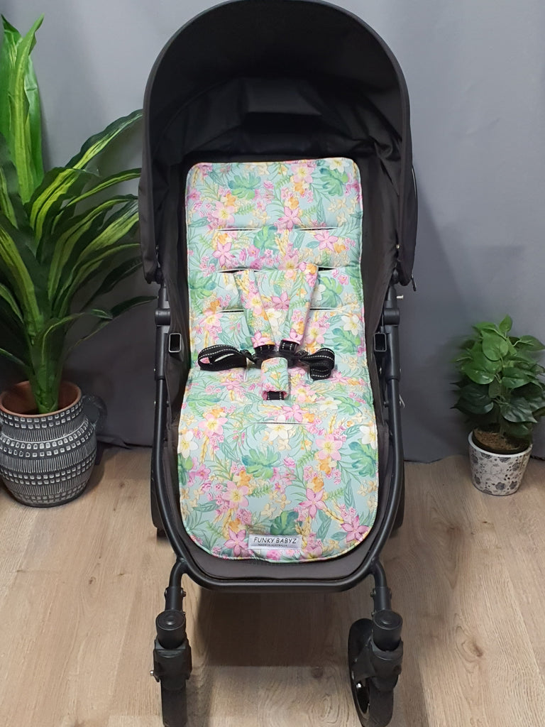 Pram/stroller seat liner-Frangipani flowers