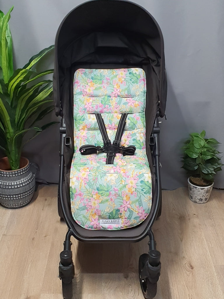 Pram/stroller seat liner-Frangipani flowers