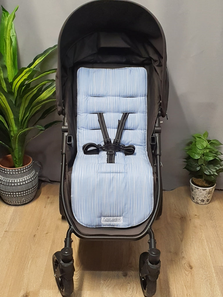 Pram/stroller seat liner-Wavey lines,boy blue