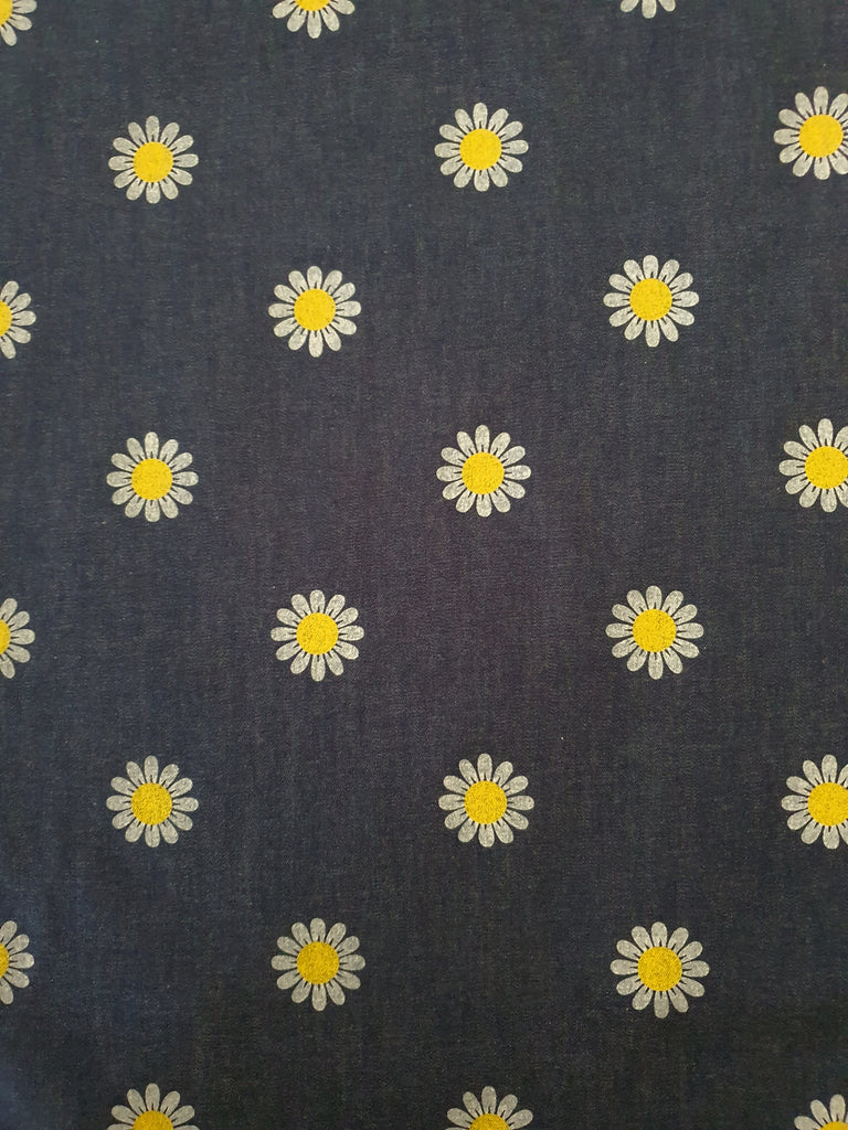 Pram/stroller seat liner-Denim daisy flowers