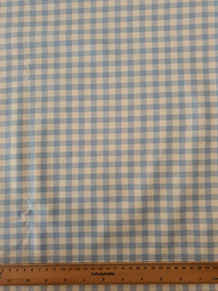 Pram/stroller seat liner-Pastel blue gingham,small square organic