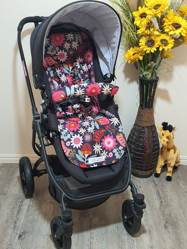 Pram/stroller seat liner-Australian summer wildflowers