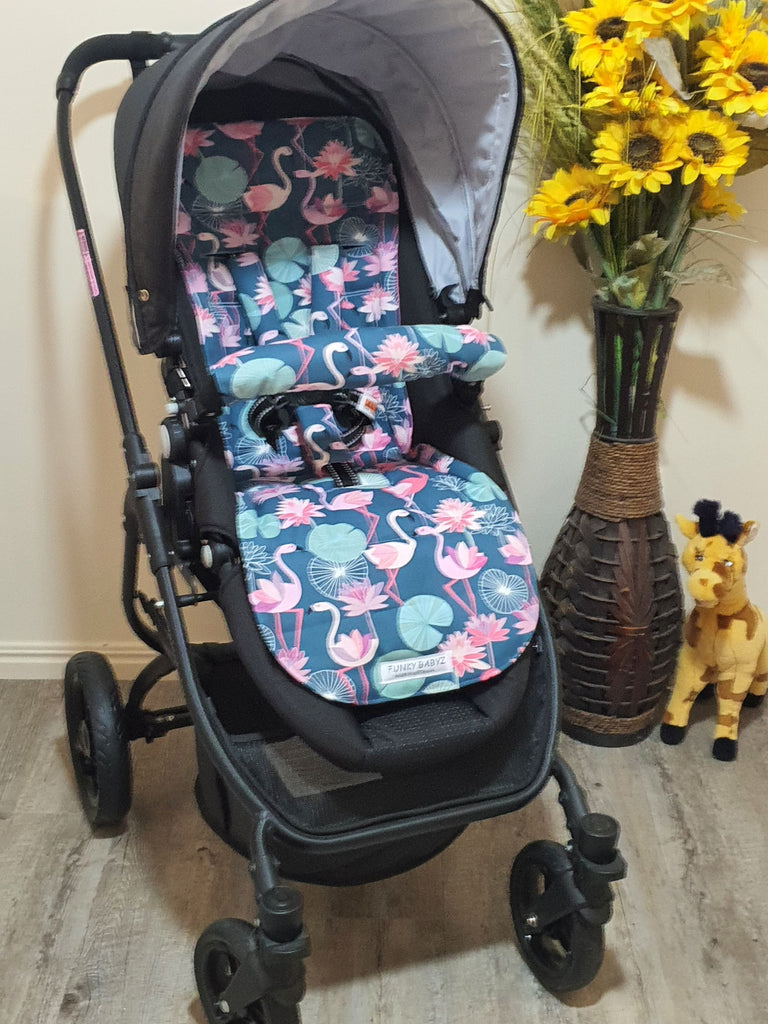Pram/stroller seat liner-Pink flamingo