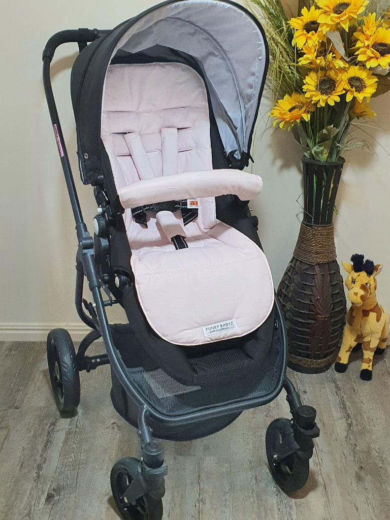 Pram/stroller seat liner-Pin spots,baby pink