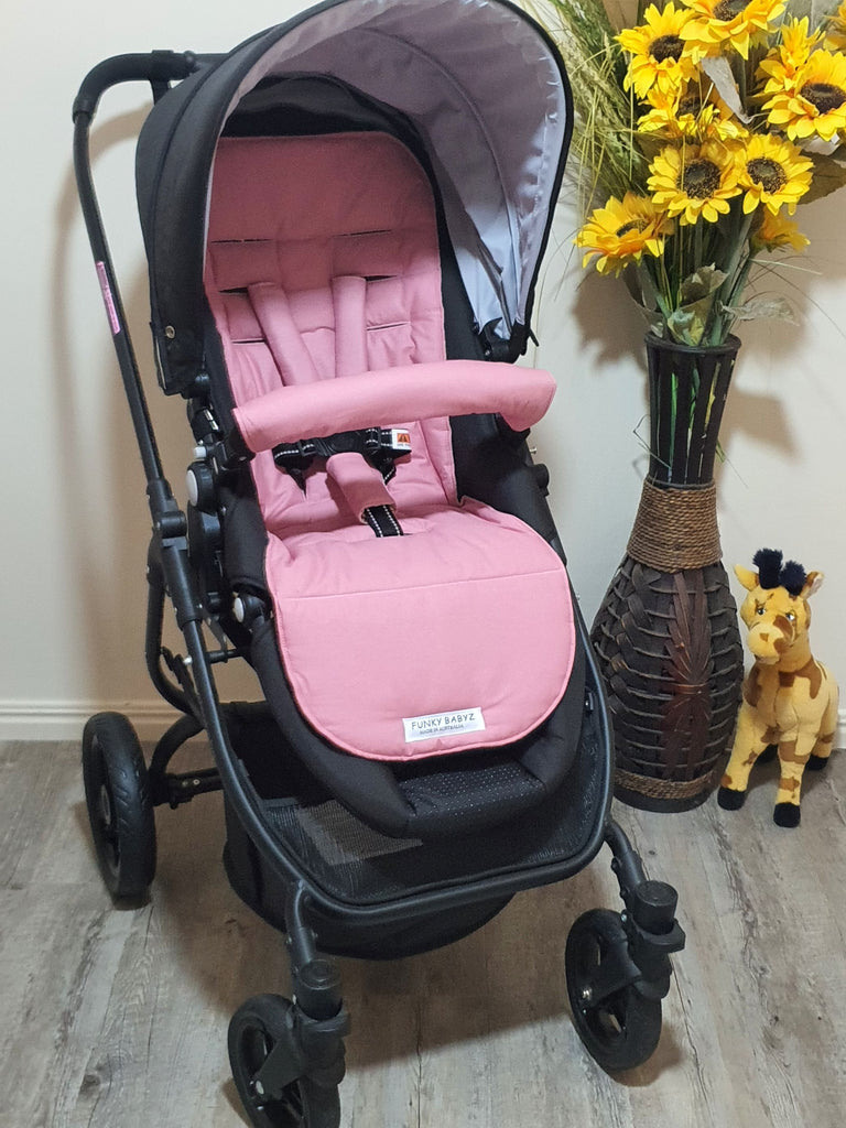 Pram/stroller seat liner-Dusty rose gingham