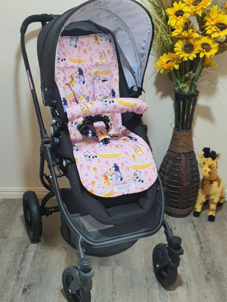 Pram/stroller seat liner-Australian bluey dog,ice creams