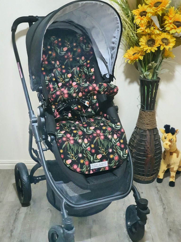 Pram/stroller seat liner-Australian Eucalyptus flowers