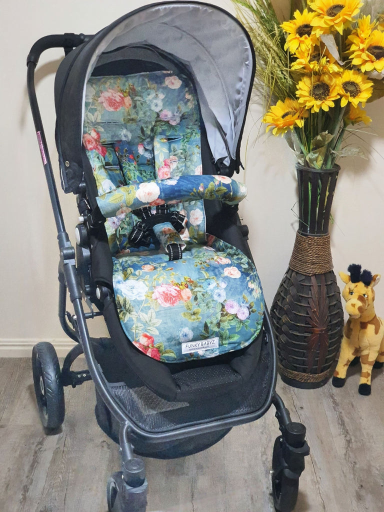 Pram/stroller seat liner-Watercolour roses