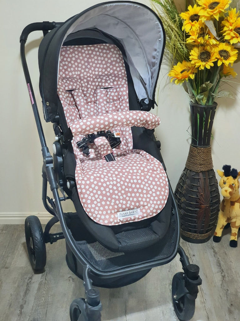 Pram/stroller seat liner-Dots,dusty pink