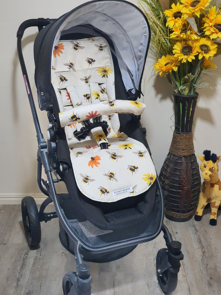 Pram/stroller seat liner-Busy bee,flowers