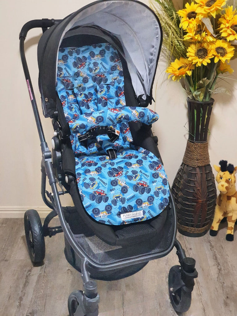 Pram/stroller seat liner-Monster trucks